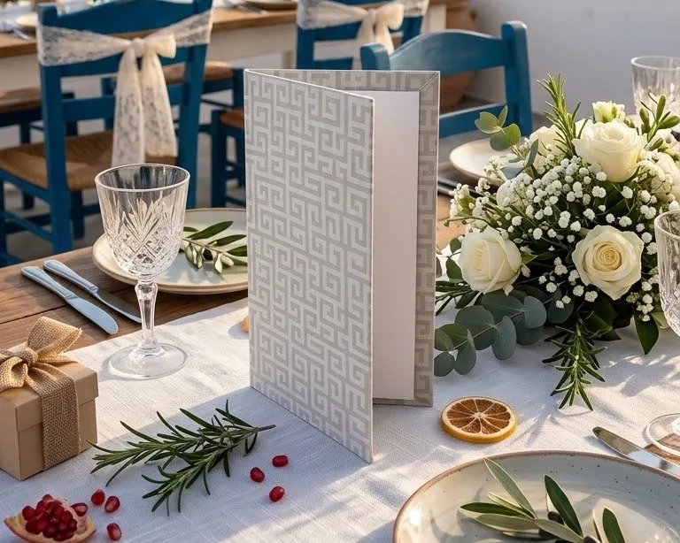 Menükarte für Hochzeit in Griechenland