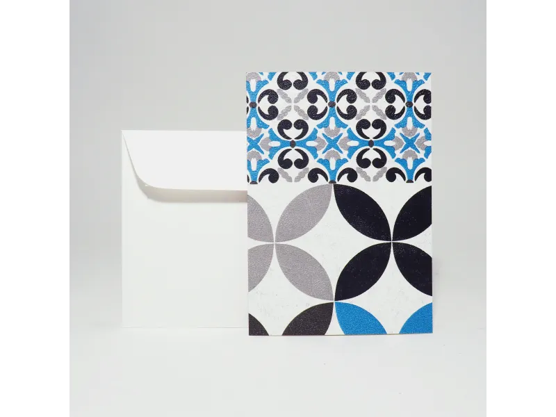 Design-Grusskarte A6 Fliesen / carrelage blue