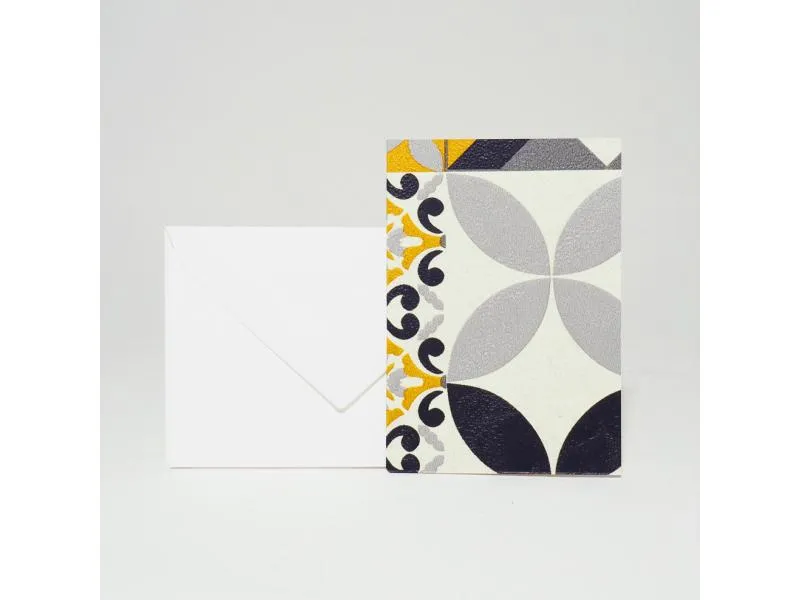 Design-Grusskarte A7 Fliesen / carrelage yellow