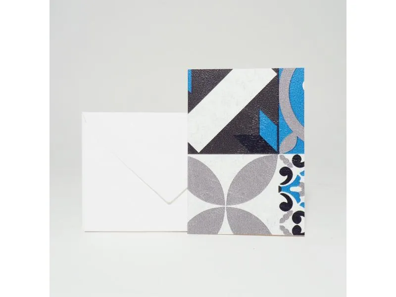 Design-Grusskarte A7 Fliesen / carrelage blue