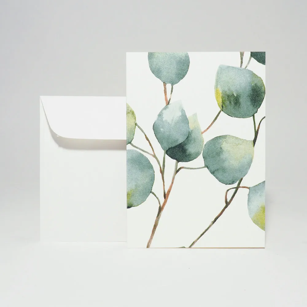 Design-Grusskarte A6 Blättern / feuilles green